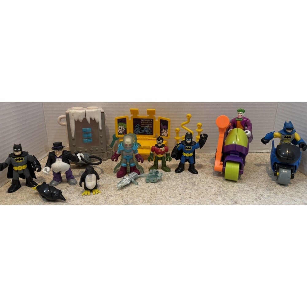 Imaginext DC Super Friends Lot Batman Robin Joker Mr Freeze Batcycle